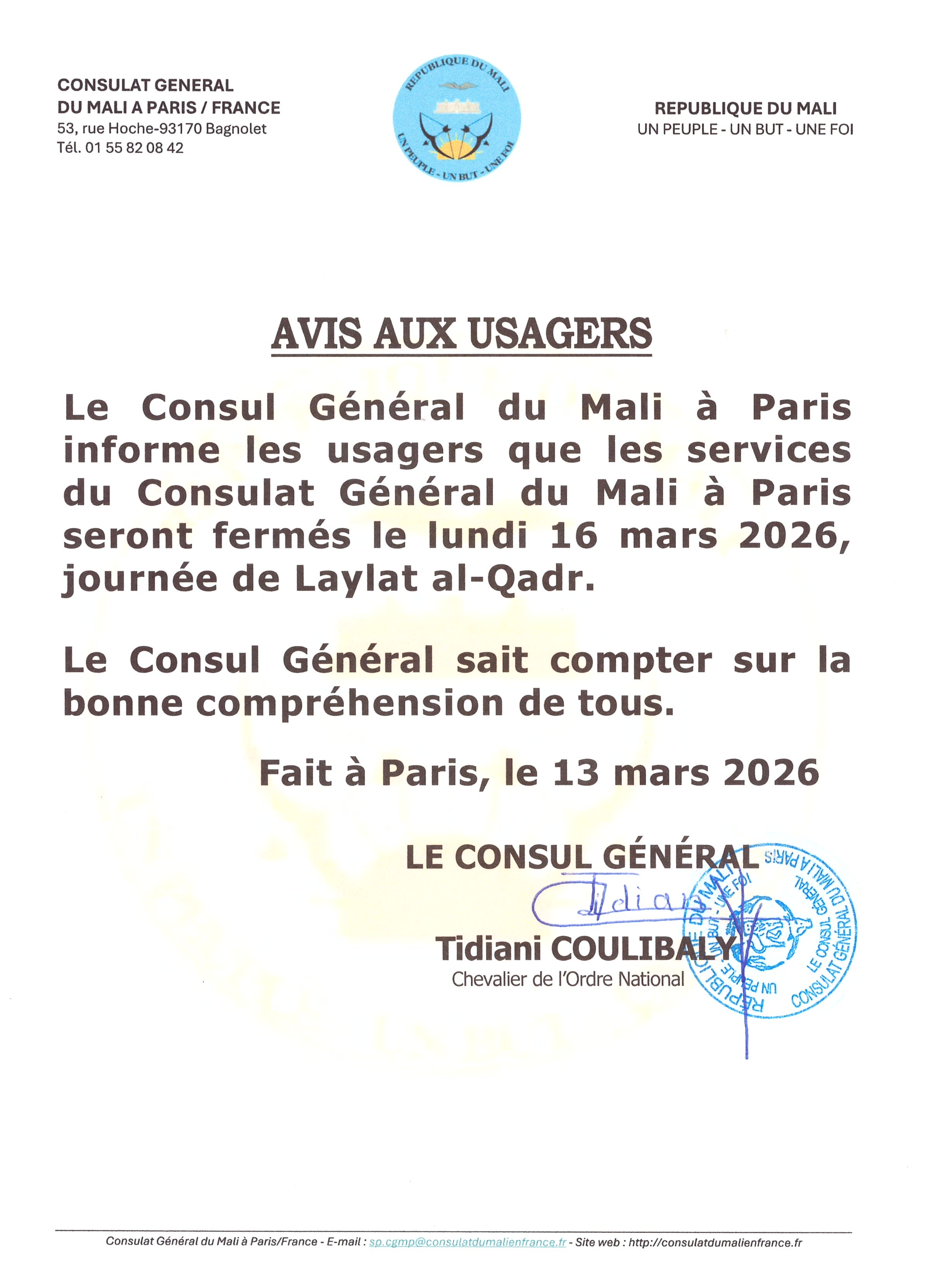 Consulat Général du Mali en France